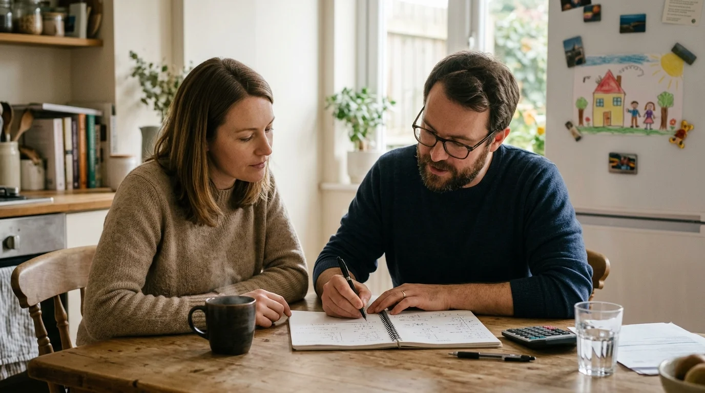 Eltern besprechen in Ruhe die finanzielle Planung f&uuml;r ihr Kind